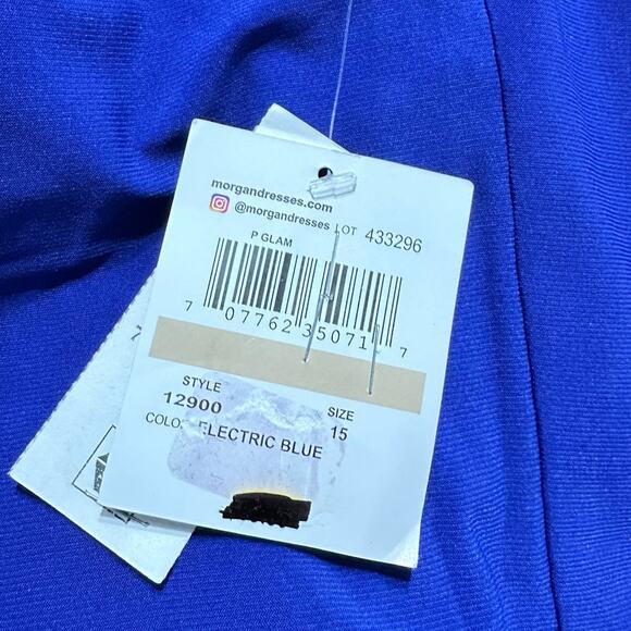 Morgan & Co. Strappy Open Back Jersey Gown Junior's Plus Sz 15 Blue Maxi NWT - Picture 10 of 10
